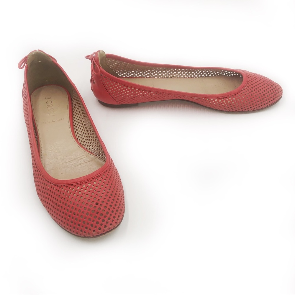 J Crew Italy Quorra Ballet Flat Perforated Leather